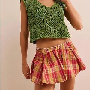 Free people high time micro skort plaid